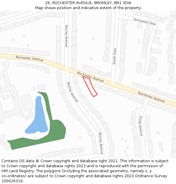26, ROCHESTER AVENUE, BROMLEY, BR1 3DW: Location map and indicative extent of plot