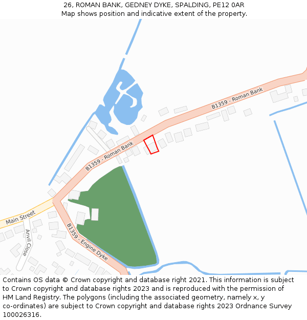 26, ROMAN BANK, GEDNEY DYKE, SPALDING, PE12 0AR: Location map and indicative extent of plot