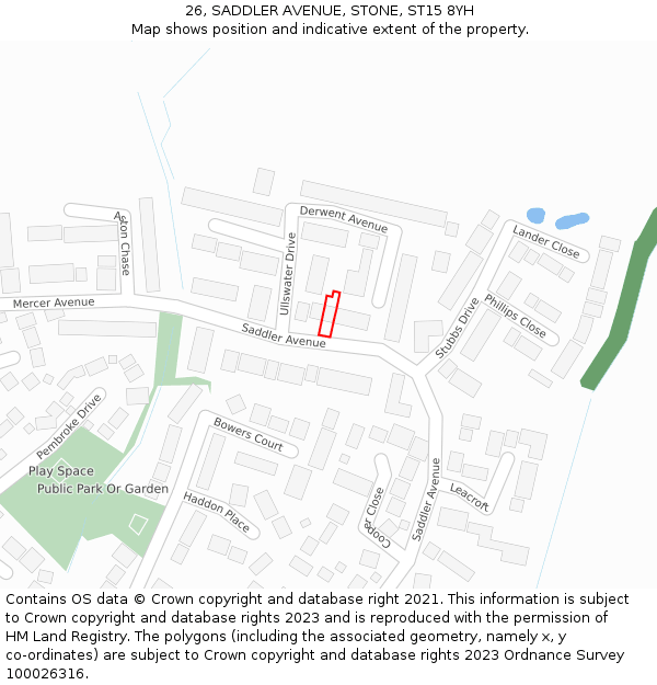 26, SADDLER AVENUE, STONE, ST15 8YH: Location map and indicative extent of plot
