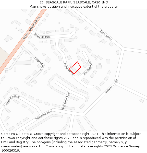 26, SEASCALE PARK, SEASCALE, CA20 1HD: Location map and indicative extent of plot