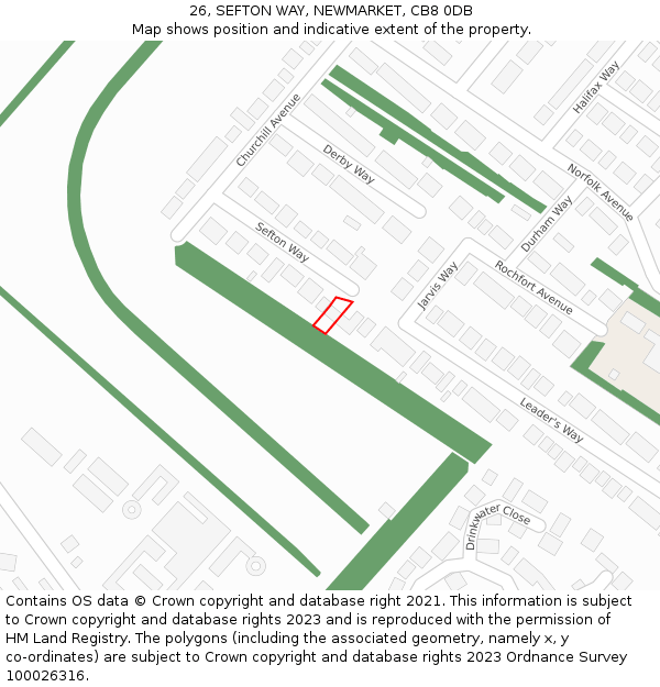 26, SEFTON WAY, NEWMARKET, CB8 0DB: Location map and indicative extent of plot