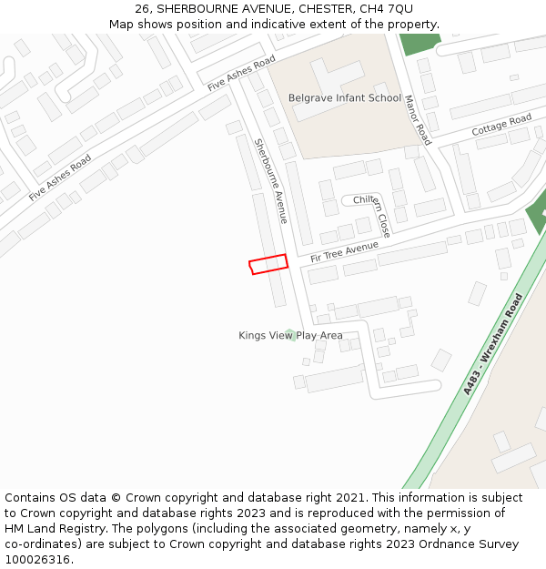 26, SHERBOURNE AVENUE, CHESTER, CH4 7QU: Location map and indicative extent of plot
