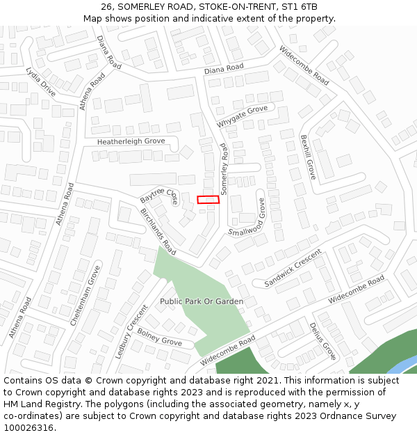 26, SOMERLEY ROAD, STOKE-ON-TRENT, ST1 6TB: Location map and indicative extent of plot