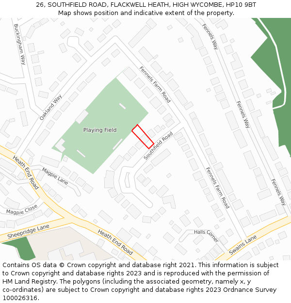 26, SOUTHFIELD ROAD, FLACKWELL HEATH, HIGH WYCOMBE, HP10 9BT: Location map and indicative extent of plot