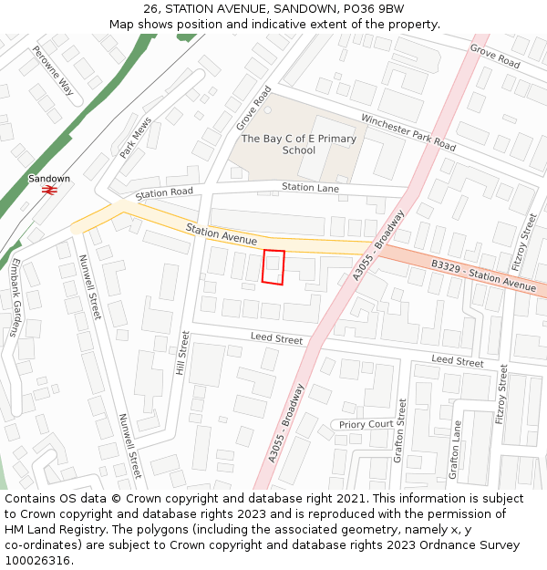 26, STATION AVENUE, SANDOWN, PO36 9BW: Location map and indicative extent of plot