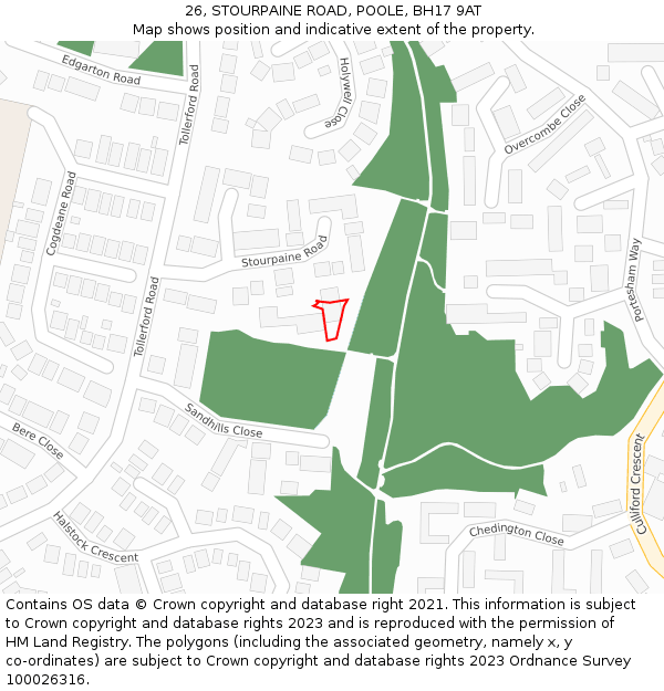 26, STOURPAINE ROAD, POOLE, BH17 9AT: Location map and indicative extent of plot