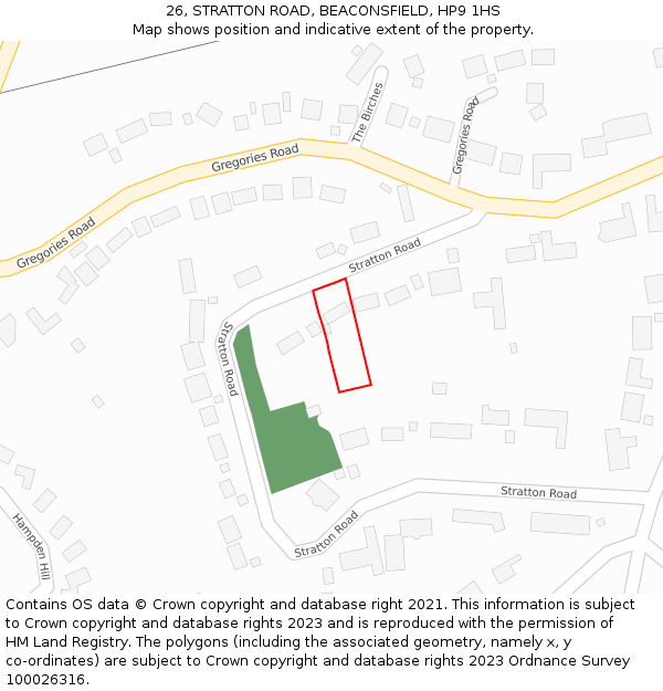 26, STRATTON ROAD, BEACONSFIELD, HP9 1HS: Location map and indicative extent of plot