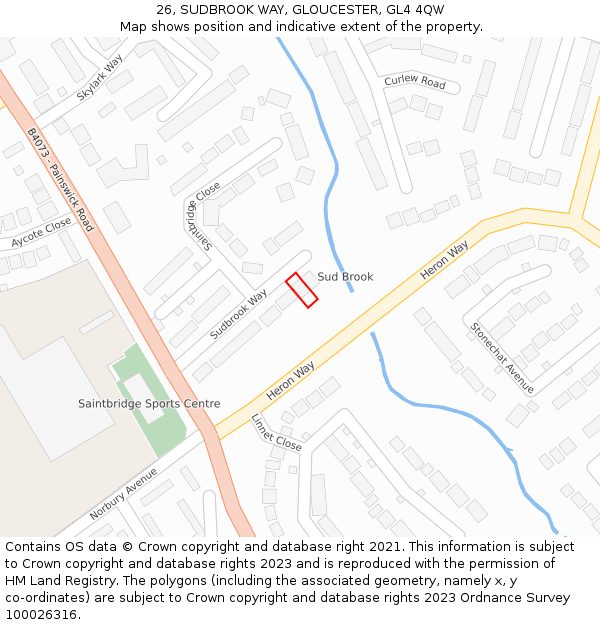 26, SUDBROOK WAY, GLOUCESTER, GL4 4QW: Location map and indicative extent of plot