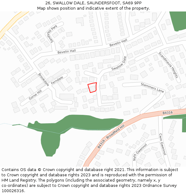 26, SWALLOW DALE, SAUNDERSFOOT, SA69 9PP: Location map and indicative extent of plot