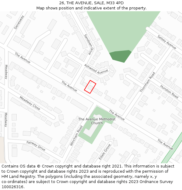 26, THE AVENUE, SALE, M33 4PD: Location map and indicative extent of plot