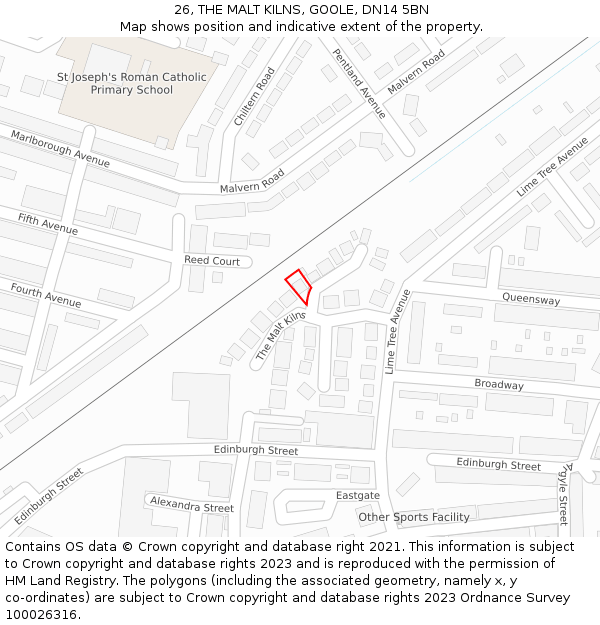 26, THE MALT KILNS, GOOLE, DN14 5BN: Location map and indicative extent of plot