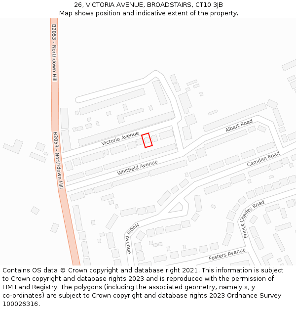 26, VICTORIA AVENUE, BROADSTAIRS, CT10 3JB: Location map and indicative extent of plot