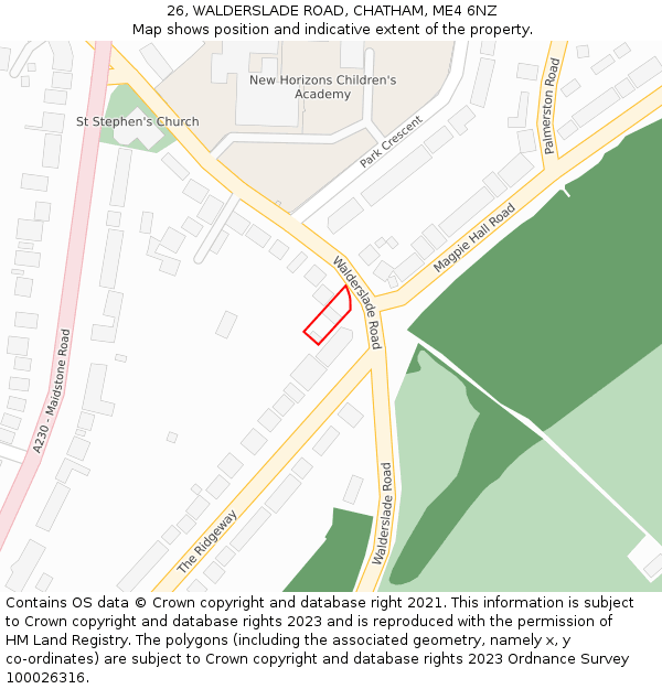 26, WALDERSLADE ROAD, CHATHAM, ME4 6NZ: Location map and indicative extent of plot