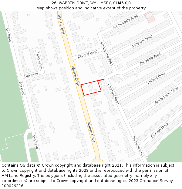 26, WARREN DRIVE, WALLASEY, CH45 0JR: Location map and indicative extent of plot