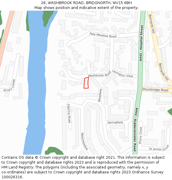 26, WASHBROOK ROAD, BRIDGNORTH, WV15 6BH: Location map and indicative extent of plot