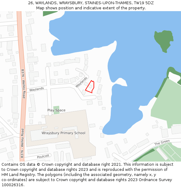 26, WAYLANDS, WRAYSBURY, STAINES-UPON-THAMES, TW19 5DZ: Location map and indicative extent of plot