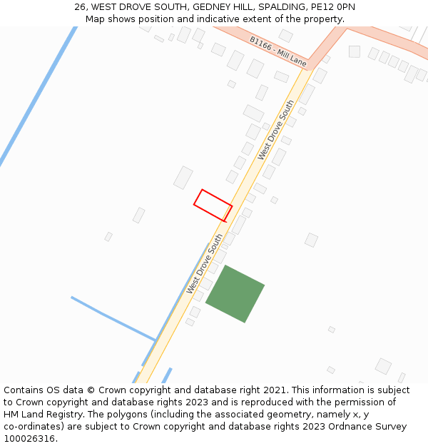 26, WEST DROVE SOUTH, GEDNEY HILL, SPALDING, PE12 0PN: Location map and indicative extent of plot