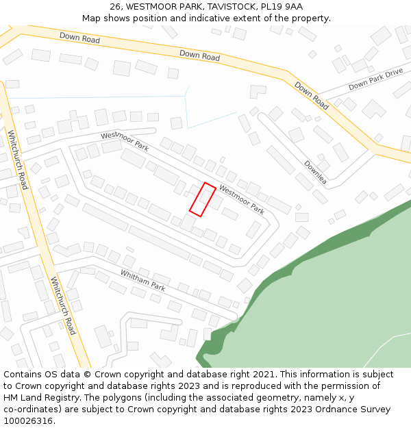 26, WESTMOOR PARK, TAVISTOCK, PL19 9AA: Location map and indicative extent of plot