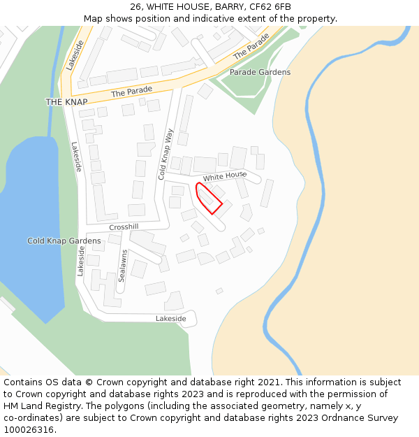 26, WHITE HOUSE, BARRY, CF62 6FB: Location map and indicative extent of plot