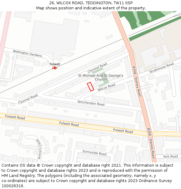 26, WILCOX ROAD, TEDDINGTON, TW11 0SP: Location map and indicative extent of plot