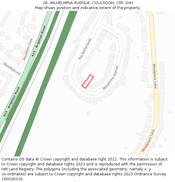 26, WILHELMINA AVENUE, COULSDON, CR5 1NH: Location map and indicative extent of plot