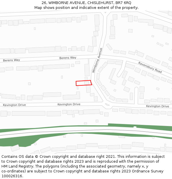 26, WIMBORNE AVENUE, CHISLEHURST, BR7 6RQ: Location map and indicative extent of plot
