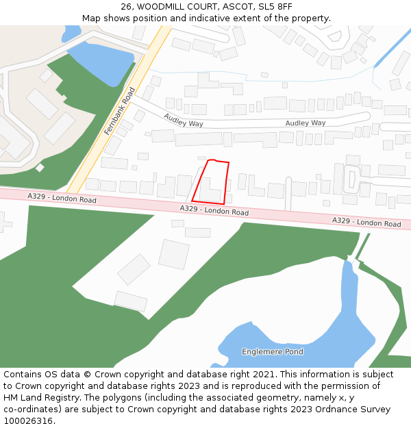 26, WOODMILL COURT, ASCOT, SL5 8FF: Location map and indicative extent of plot