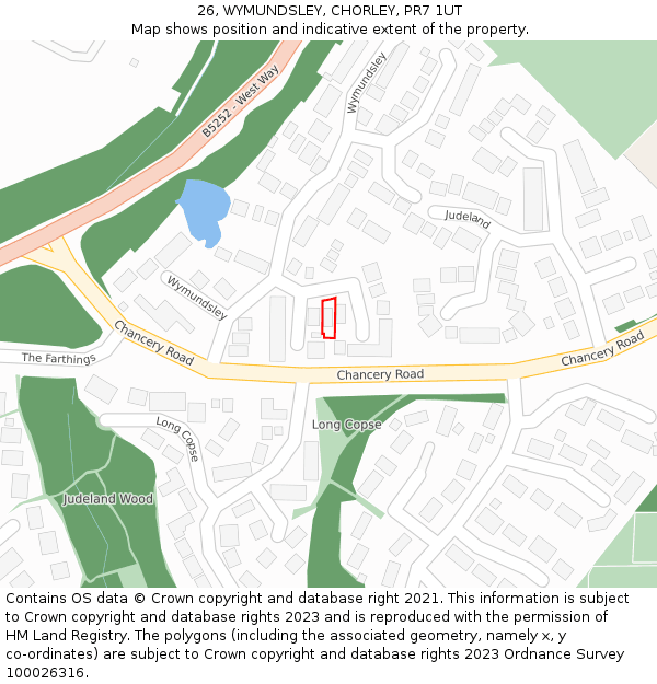 26, WYMUNDSLEY, CHORLEY, PR7 1UT: Location map and indicative extent of plot