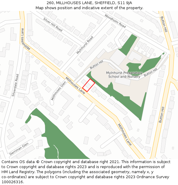 260, MILLHOUSES LANE, SHEFFIELD, S11 9JA: Location map and indicative extent of plot
