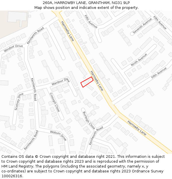 260A, HARROWBY LANE, GRANTHAM, NG31 9LP: Location map and indicative extent of plot