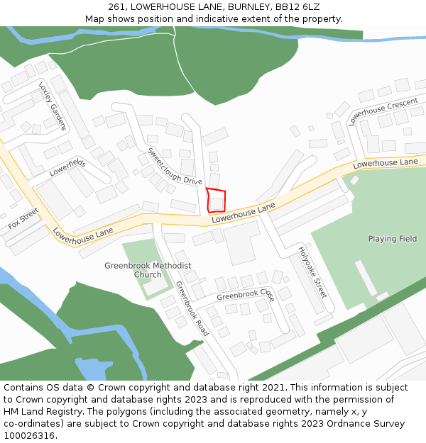 261, LOWERHOUSE LANE, BURNLEY, BB12 6LZ: Location map and indicative extent of plot