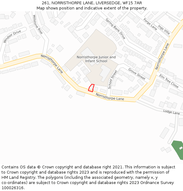261, NORRISTHORPE LANE, LIVERSEDGE, WF15 7AR: Location map and indicative extent of plot