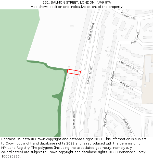 261, SALMON STREET, LONDON, NW9 8YA: Location map and indicative extent of plot