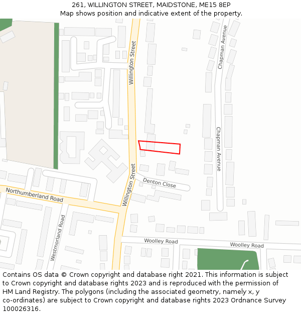 261, WILLINGTON STREET, MAIDSTONE, ME15 8EP: Location map and indicative extent of plot