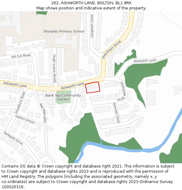 262, ASHWORTH LANE, BOLTON, BL1 8RX: Location map and indicative extent of plot