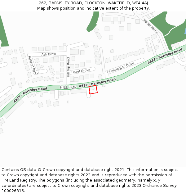 262, BARNSLEY ROAD, FLOCKTON, WAKEFIELD, WF4 4AJ: Location map and indicative extent of plot
