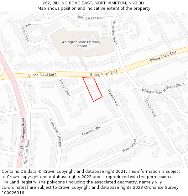 262, BILLING ROAD EAST, NORTHAMPTON, NN3 3LH: Location map and indicative extent of plot