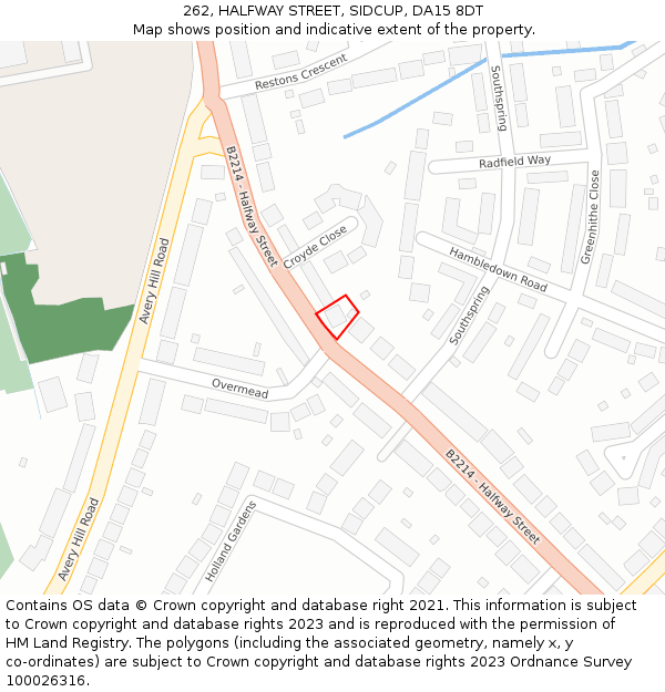 262, HALFWAY STREET, SIDCUP, DA15 8DT: Location map and indicative extent of plot