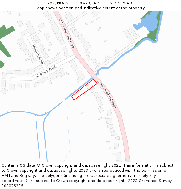 262, NOAK HILL ROAD, BASILDON, SS15 4DE: Location map and indicative extent of plot