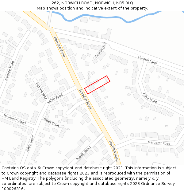 262, NORWICH ROAD, NORWICH, NR5 0LQ: Location map and indicative extent of plot
