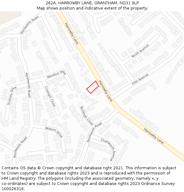 262A, HARROWBY LANE, GRANTHAM, NG31 9LP: Location map and indicative extent of plot