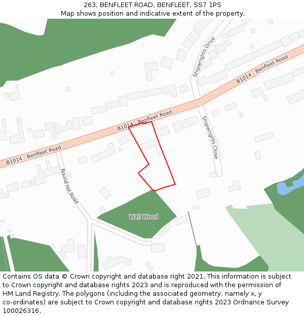 263, BENFLEET ROAD, BENFLEET, SS7 1PS: Location map and indicative extent of plot