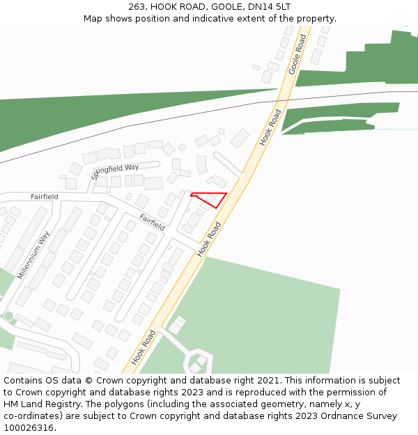 263, HOOK ROAD, GOOLE, DN14 5LT: Location map and indicative extent of plot