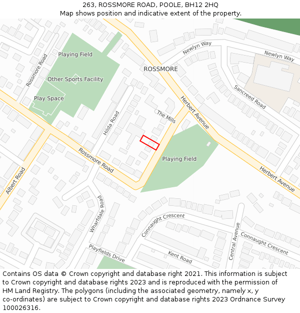 263, ROSSMORE ROAD, POOLE, BH12 2HQ: Location map and indicative extent of plot