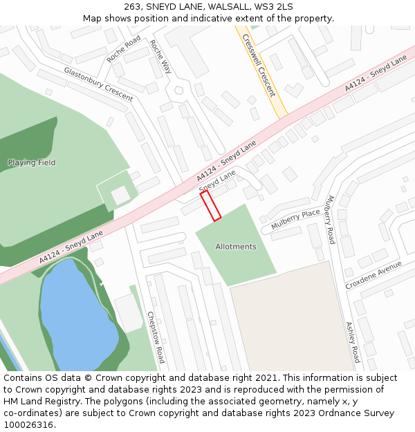 263, SNEYD LANE, WALSALL, WS3 2LS: Location map and indicative extent of plot
