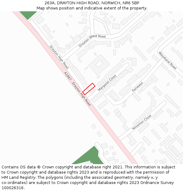 263A, DRAYTON HIGH ROAD, NORWICH, NR6 5BP: Location map and indicative extent of plot