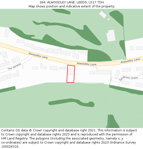 264, ALWOODLEY LANE, LEEDS, LS17 7DH: Location map and indicative extent of plot