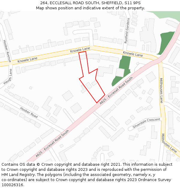 264, ECCLESALL ROAD SOUTH, SHEFFIELD, S11 9PS: Location map and indicative extent of plot
