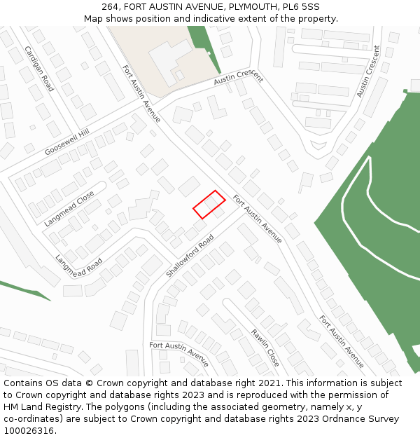 264, FORT AUSTIN AVENUE, PLYMOUTH, PL6 5SS: Location map and indicative extent of plot