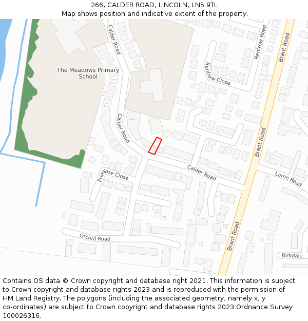 266, CALDER ROAD, LINCOLN, LN5 9TL: Location map and indicative extent of plot